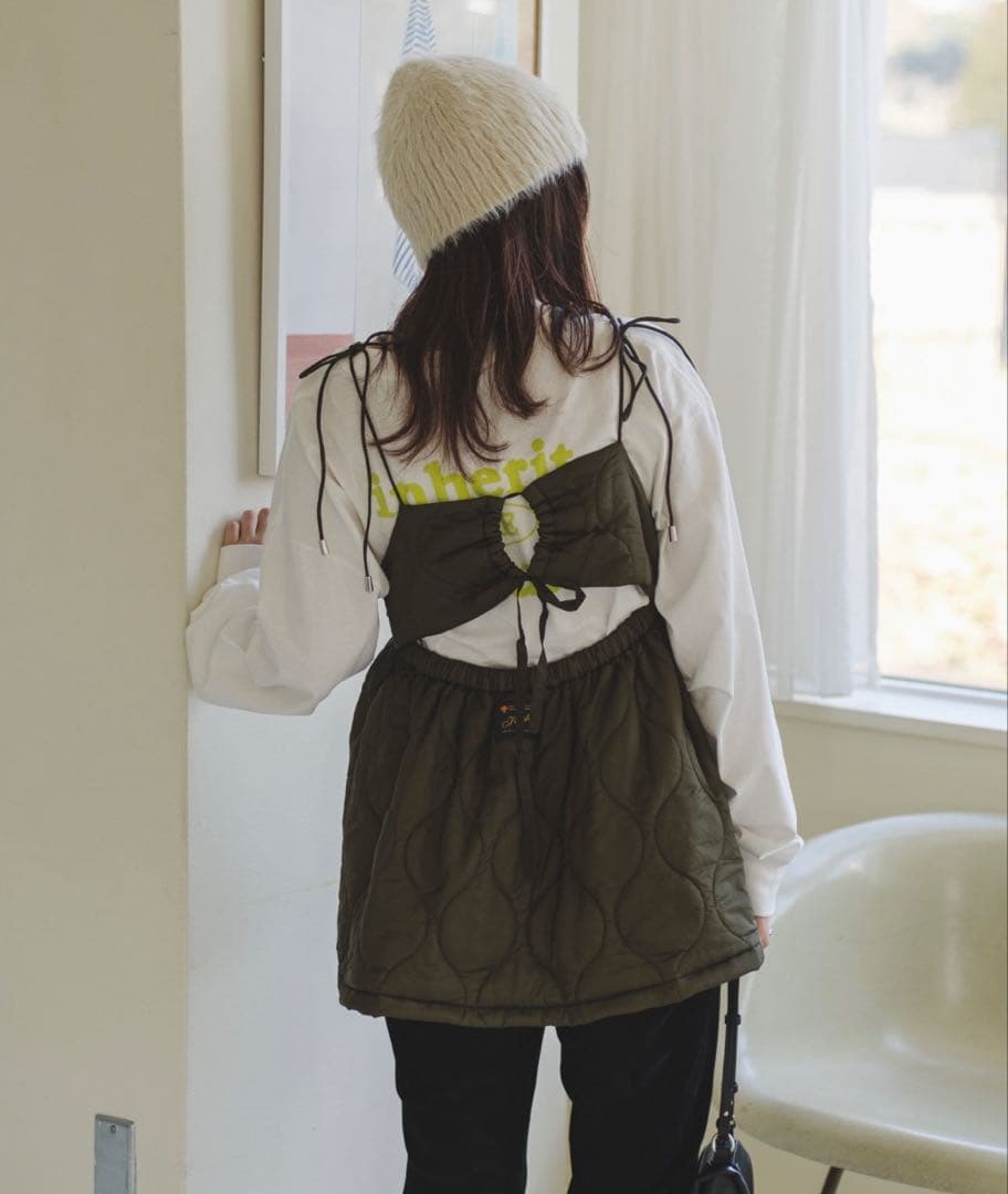 kastane キルティングキャミビスチェ　カーキ