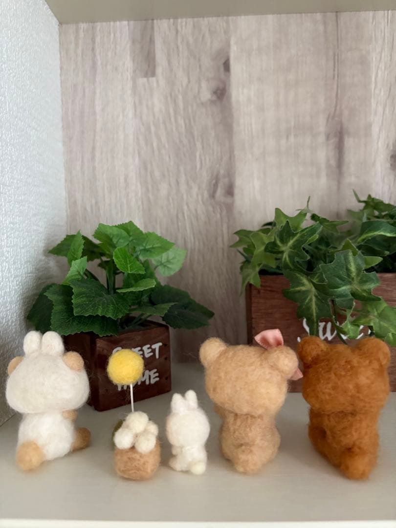 羊毛フェルト　くまちゃん　うさぎちゃん