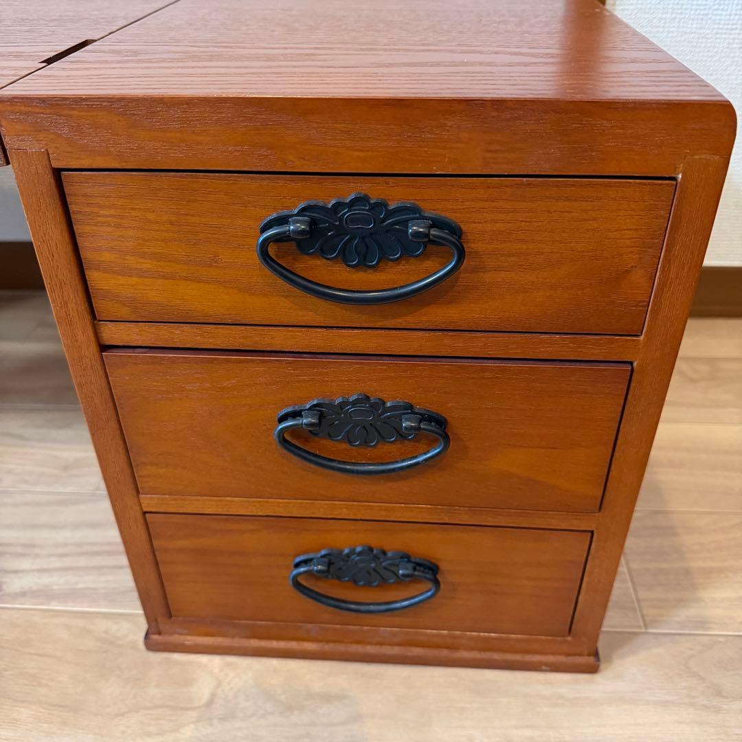 折りたたみ式文机　片袖　引き出し3杯　和家具 木製デスク　書斎