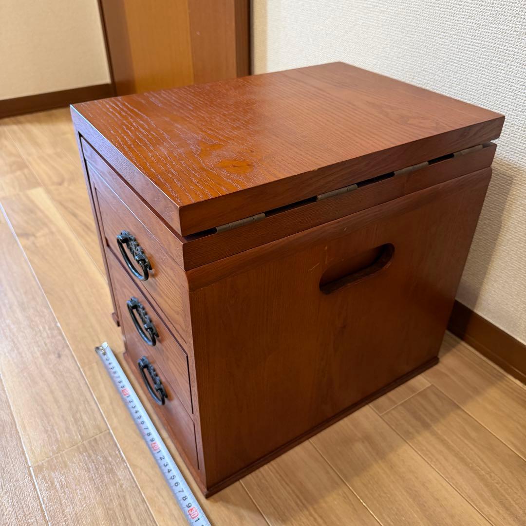 折りたたみ式文机　片袖　引き出し3杯　和家具 木製デスク　書斎