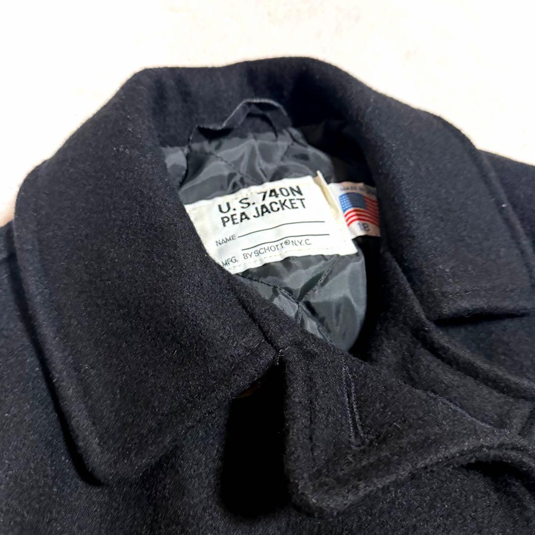 美品★USA製★schott ショット ピーコート 黒 メンズジャケット 18