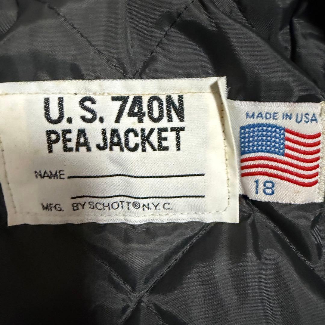 美品★USA製★schott ショット ピーコート 黒 メンズジャケット 18