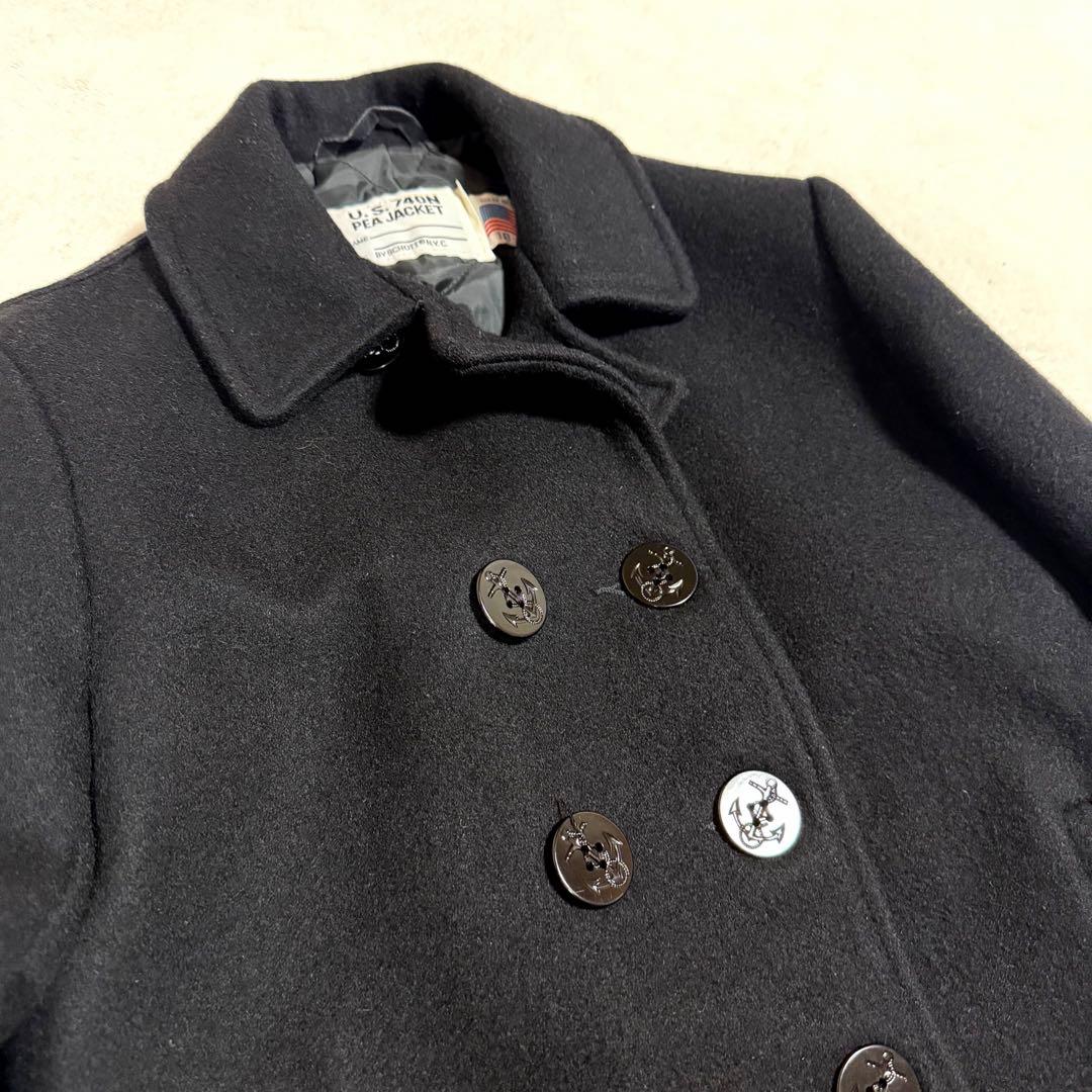 美品★USA製★schott ショット ピーコート 黒 メンズジャケット 18