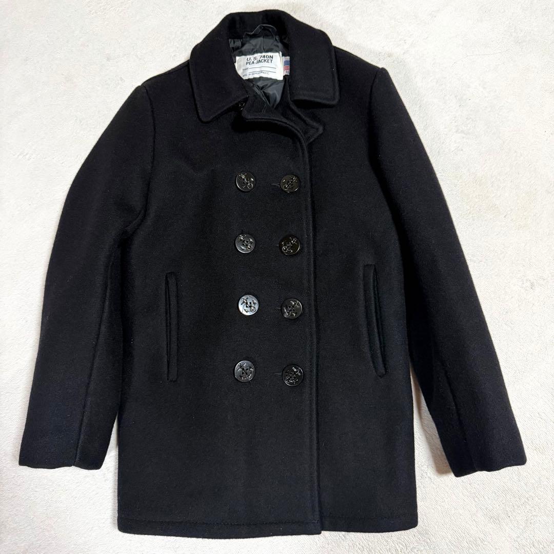 美品★USA製★schott ショット ピーコート 黒 メンズジャケット 18