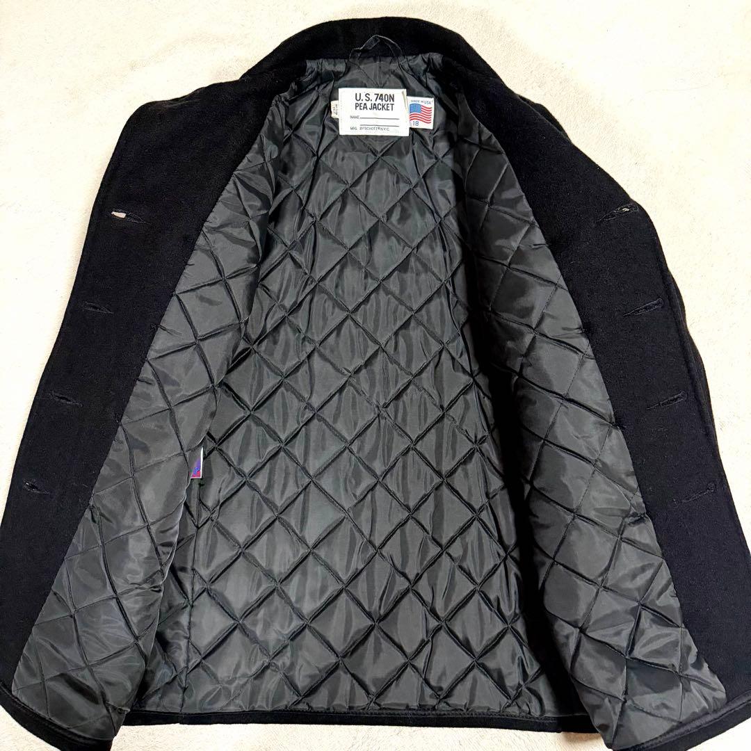 美品★USA製★schott ショット ピーコート 黒 メンズジャケット 18