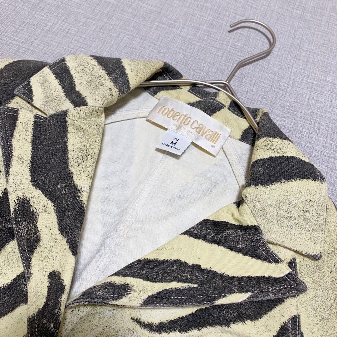 ロベルト カバッリ テーラードジャケット ゼブラ柄 コットン Ｍサイズ