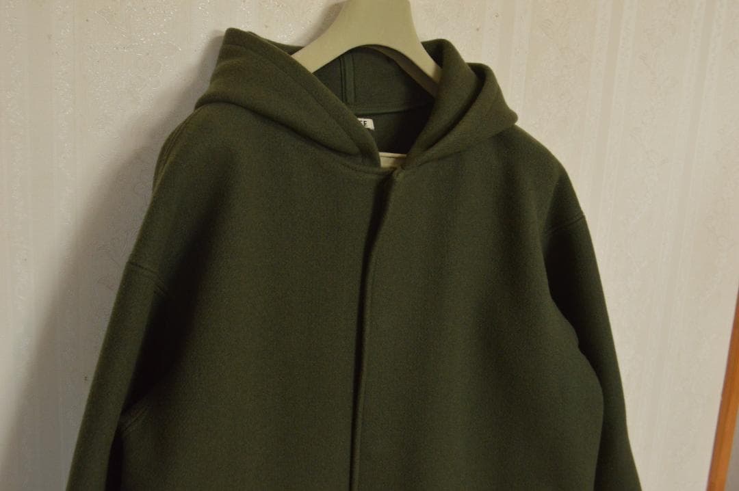 美品　AURALEE　サイズ4　メルトンフーデッドコート　カーキ　オーラリー