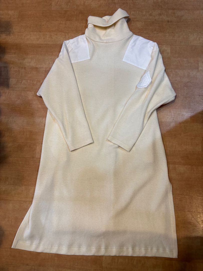 y'sクリーム色 フルジップ ロングコート