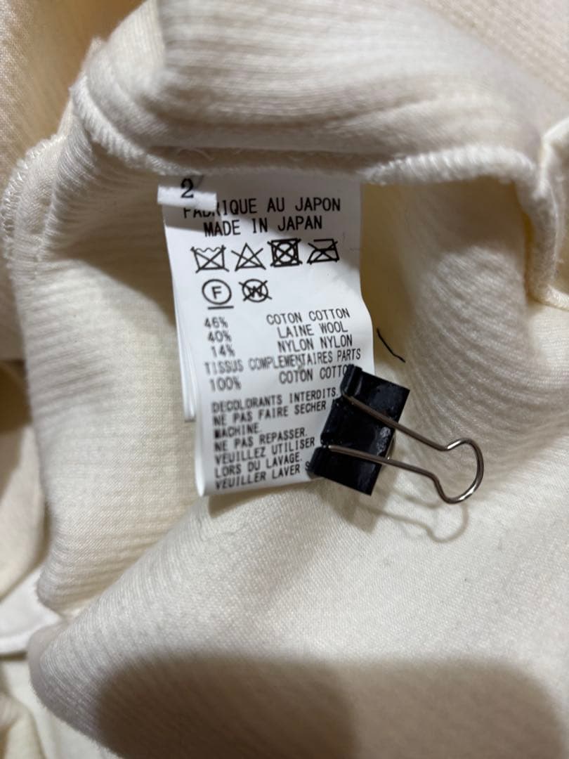 y'sクリーム色 フルジップ ロングコート