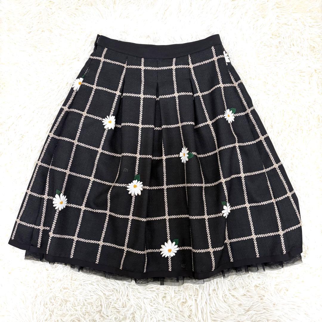タグ付き エムズグレイシー スカート フラワーモチーフ チュール サイズ40