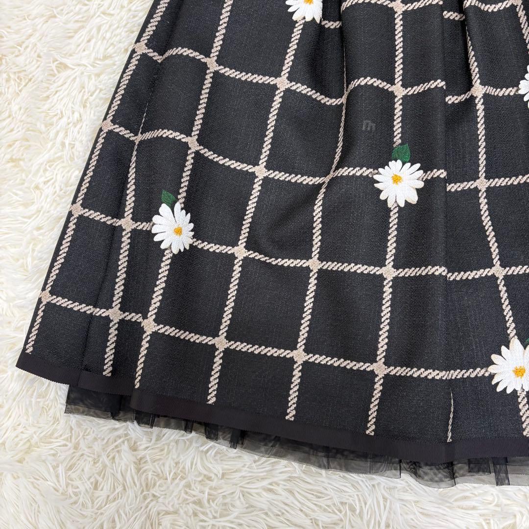 タグ付き エムズグレイシー スカート フラワーモチーフ チュール サイズ40