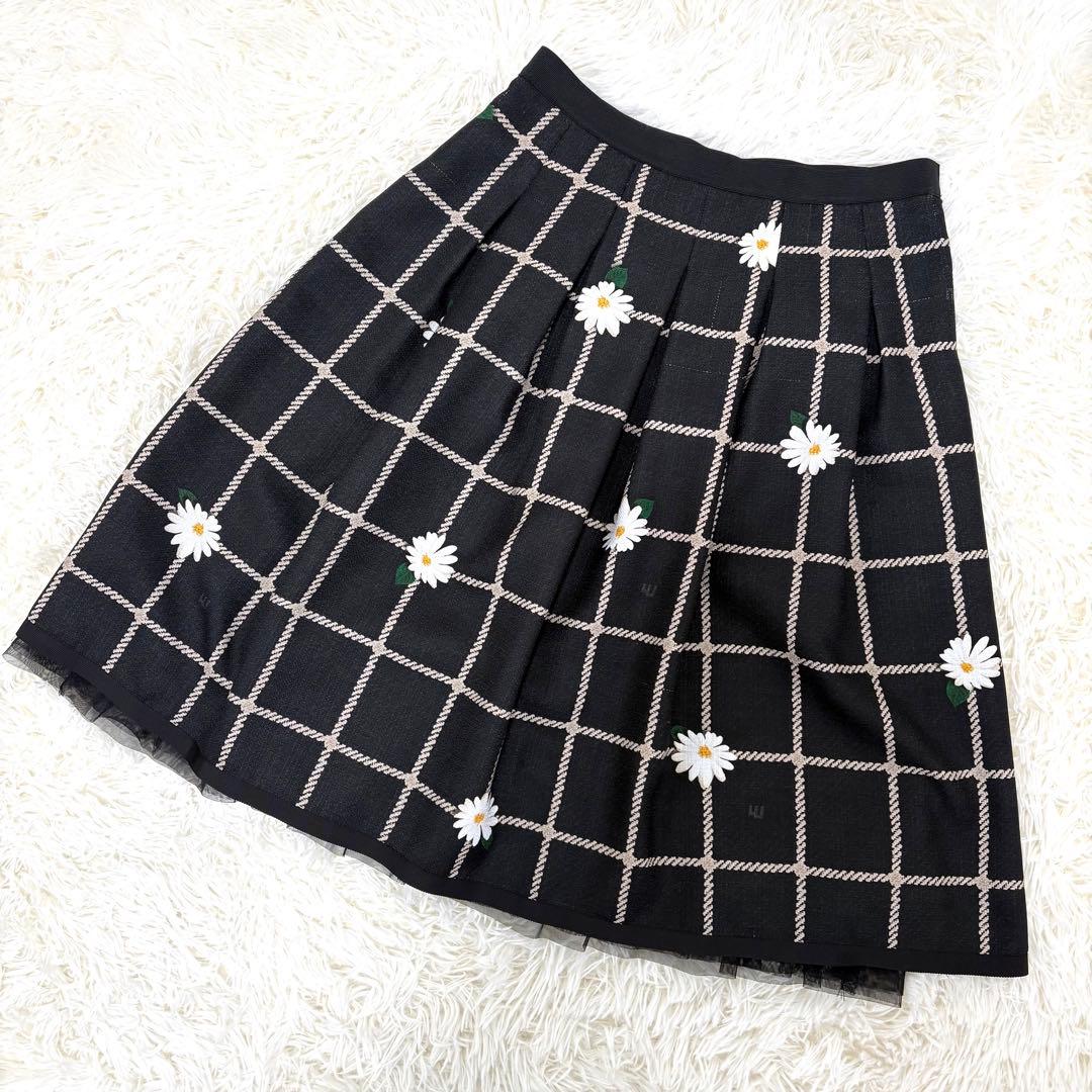 タグ付き エムズグレイシー スカート フラワーモチーフ チュール サイズ40