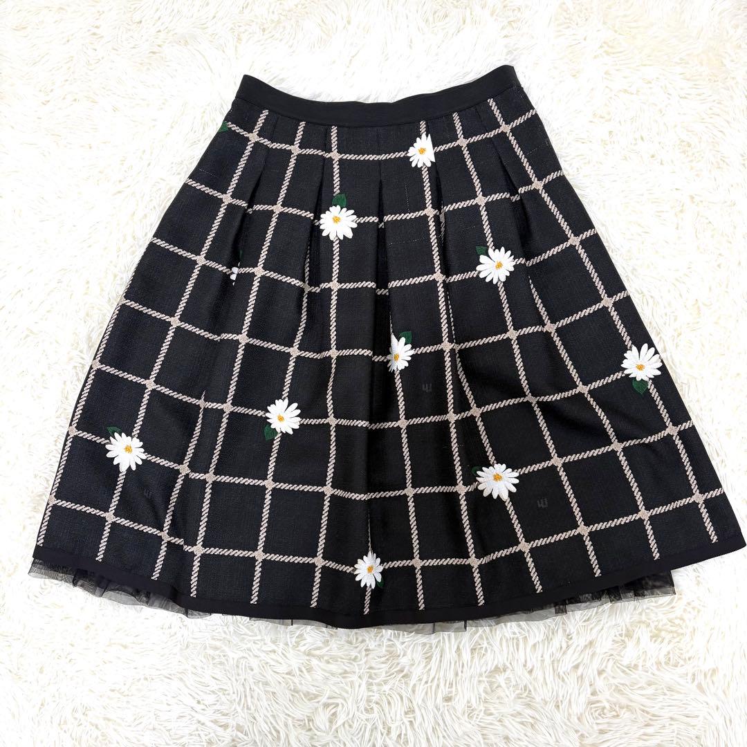 タグ付き エムズグレイシー スカート フラワーモチーフ チュール サイズ40