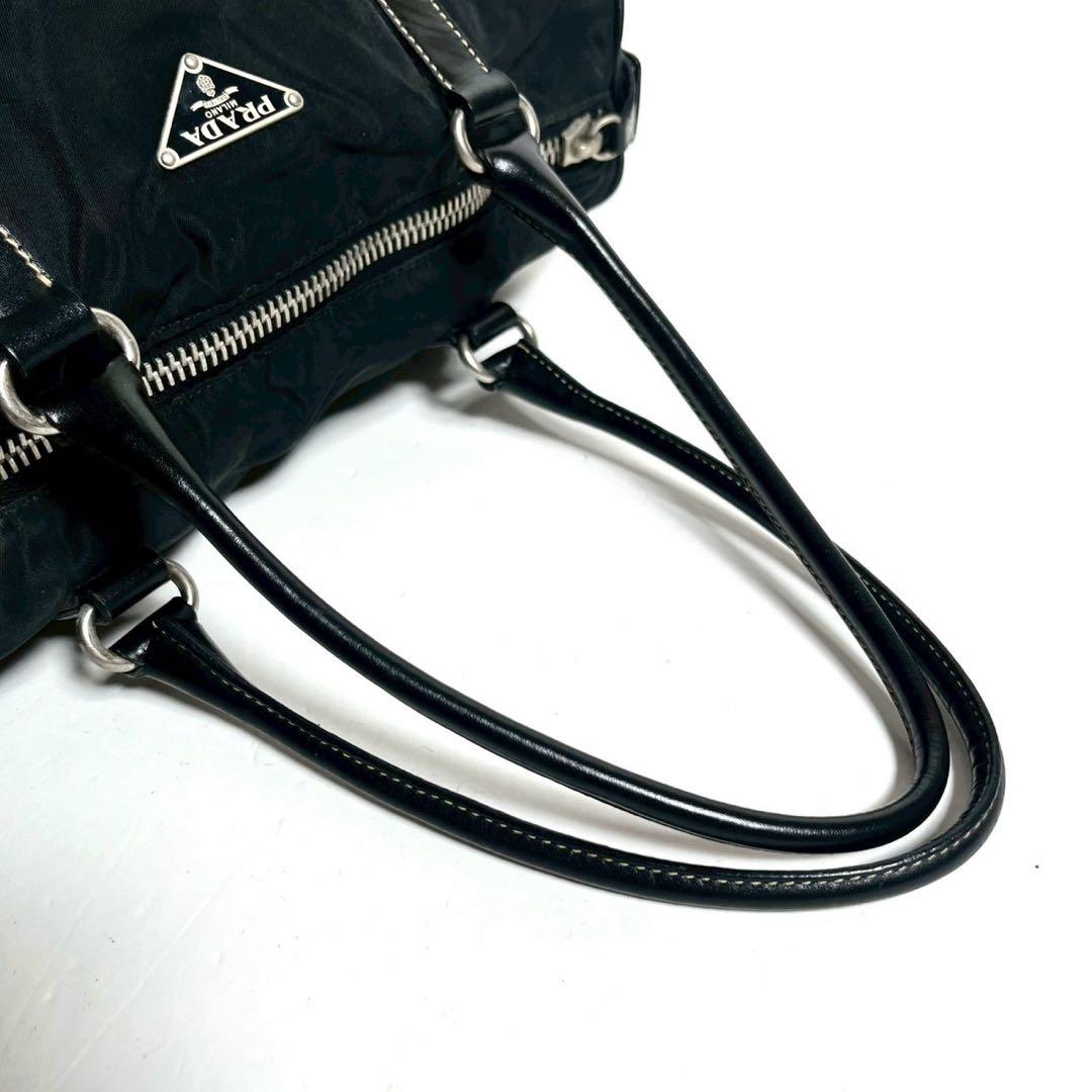 【極美品✨】プラダ　ミニボストンバッグ　肩掛け　テスートナイロン × レザー 黒