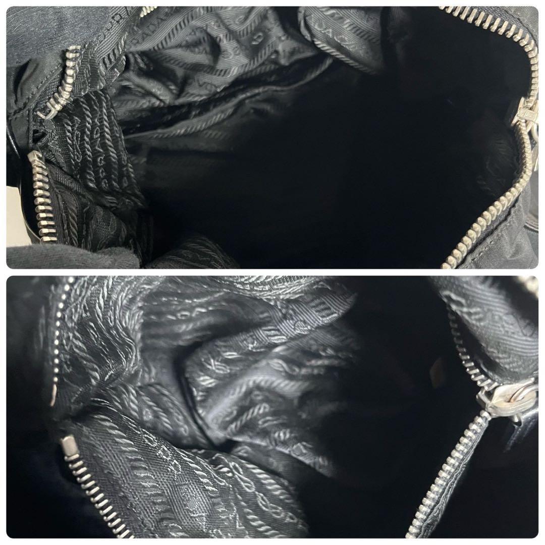 【極美品✨】プラダ　ミニボストンバッグ　肩掛け　テスートナイロン × レザー 黒