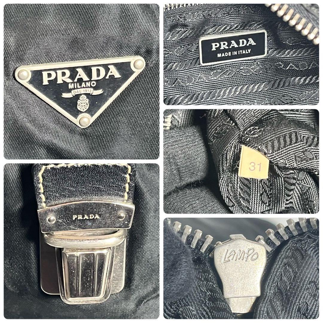 【極美品✨】プラダ　ミニボストンバッグ　肩掛け　テスートナイロン × レザー 黒