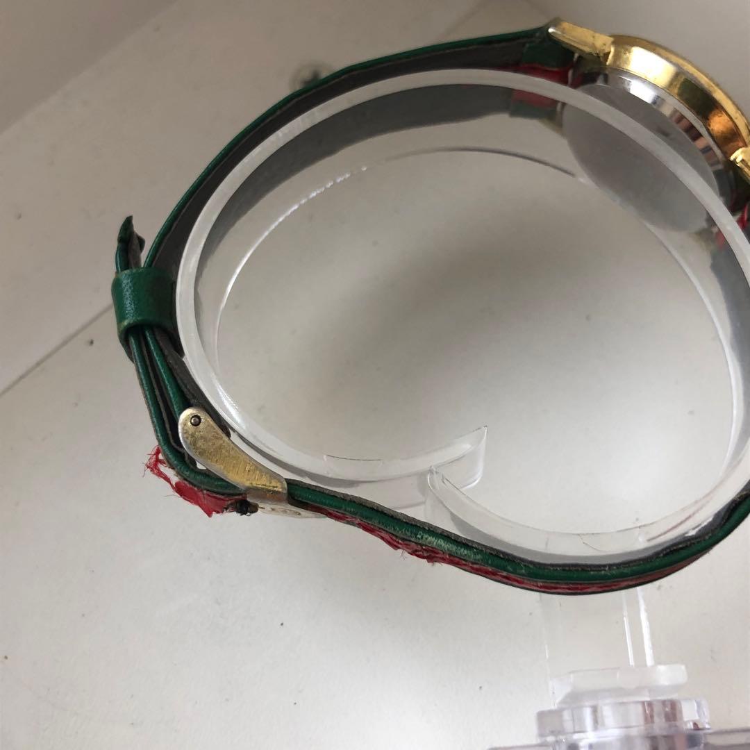 GUCCI オールドグッチ シェリーライン　 クォーツ時計 グリーン/レッド