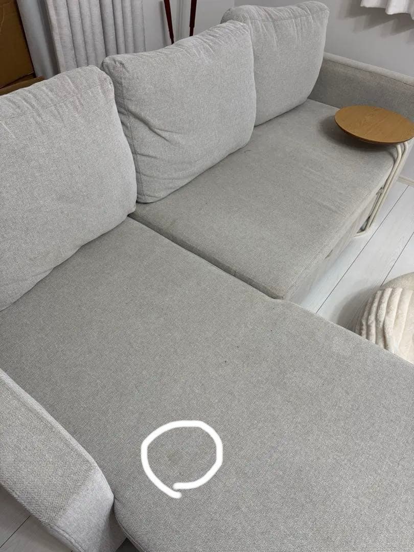 ニトリ　ソファ　布貼りカウチソファベッド　ノアーク　グレイ