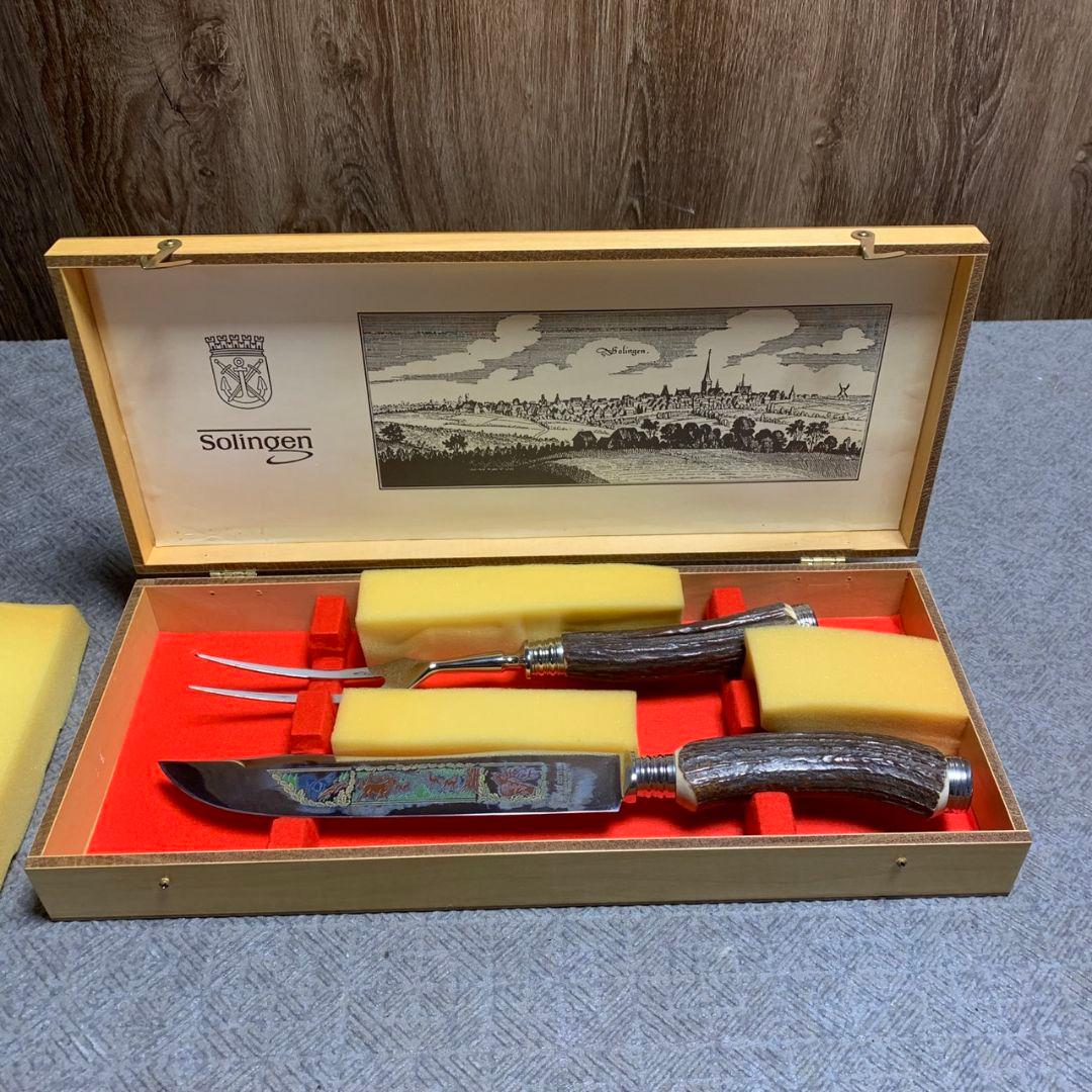 K606 SOLINGEN ナイフ＆カービングフォーク 鹿角ハンドル