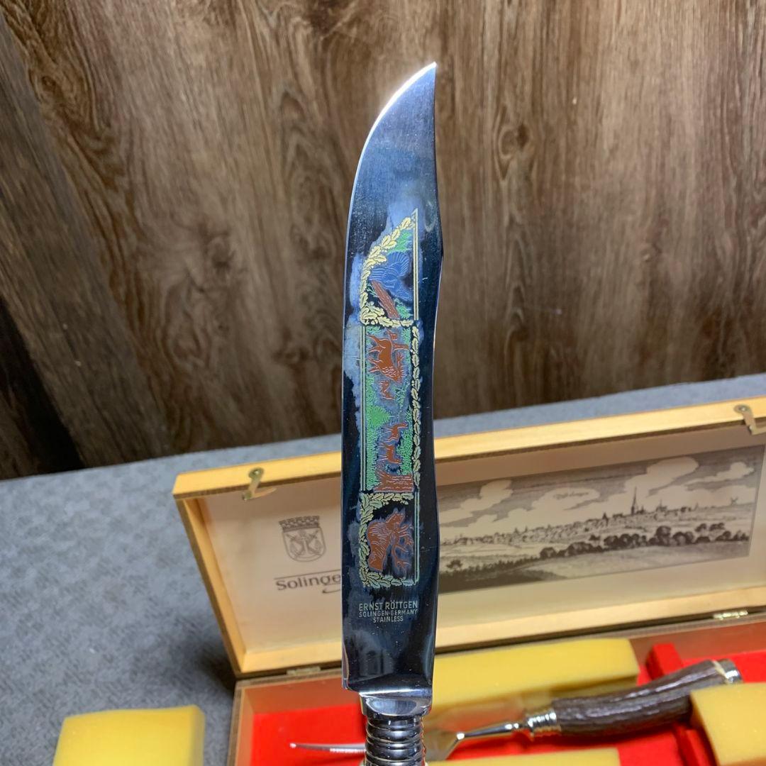 K606 SOLINGEN ナイフ＆カービングフォーク 鹿角ハンドル