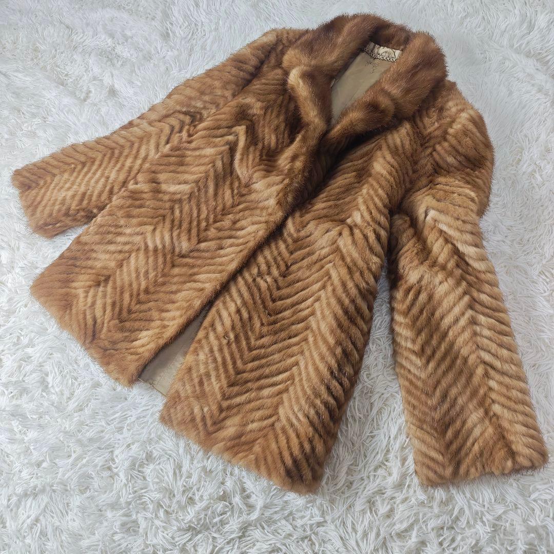 【高級】SAGA MINK 高級ミンクコート 11号 L相当 ブラウン