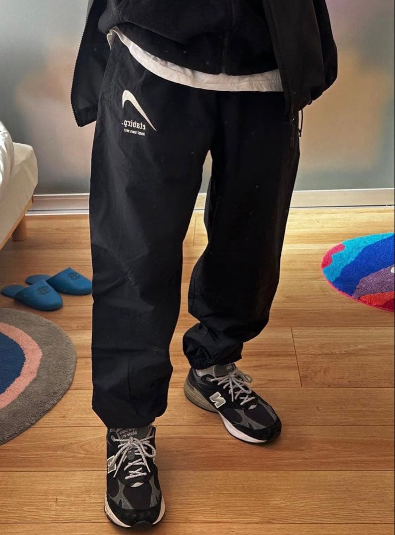 Etavirp エタヴァープ ナイロン トラックパンツ L ブラック