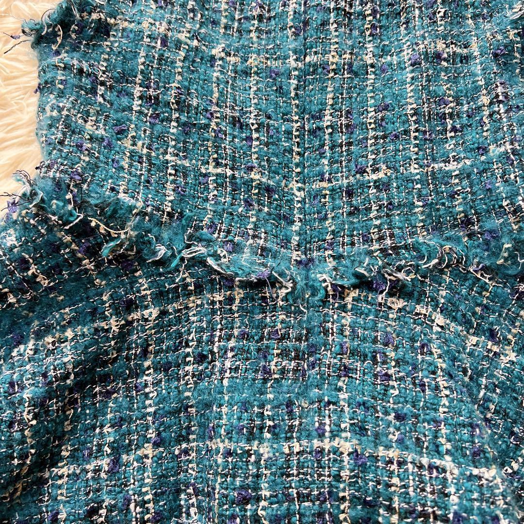 シェリエ sheller ターコイズ　ツイード　ペプラム