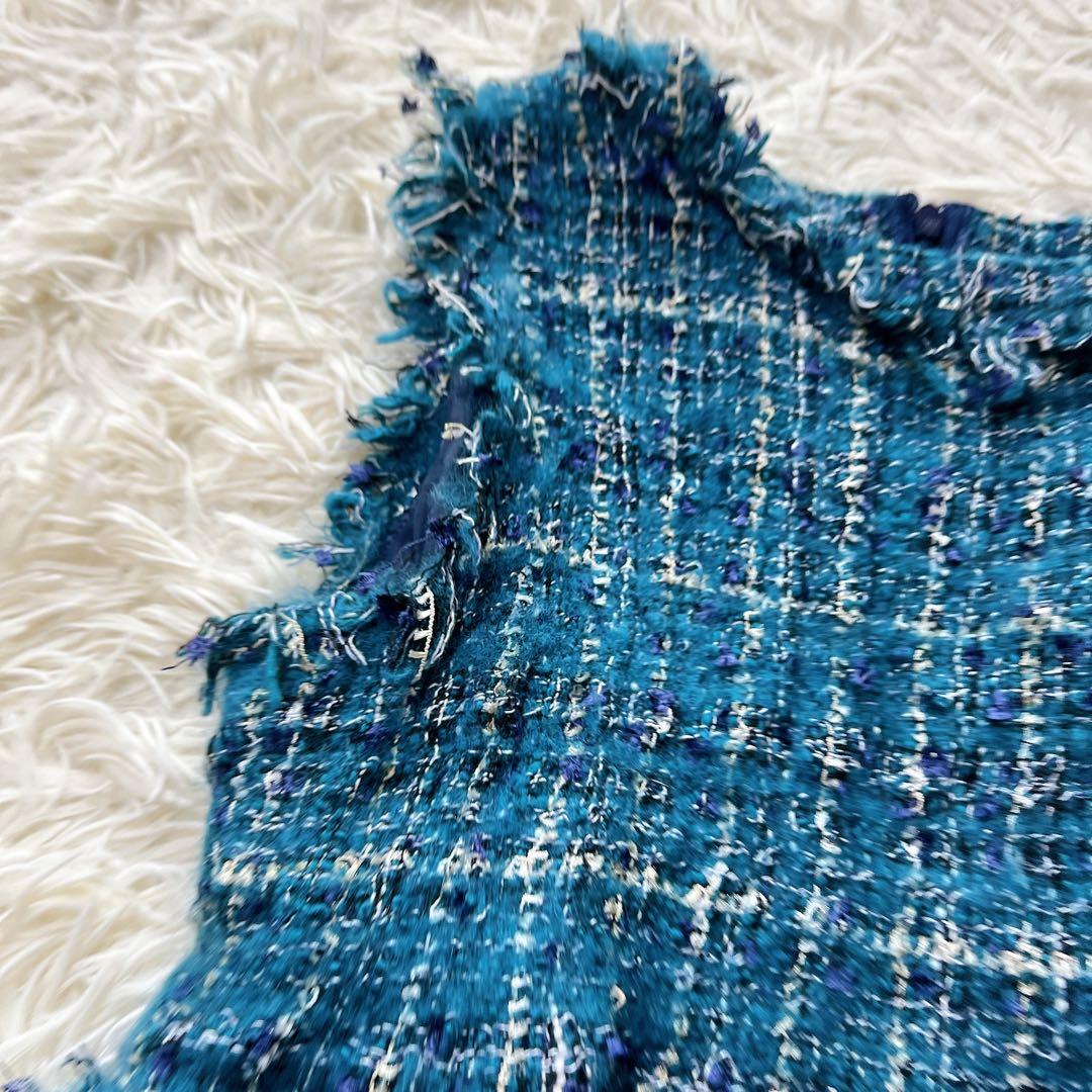 シェリエ sheller ターコイズ　ツイード　ペプラム