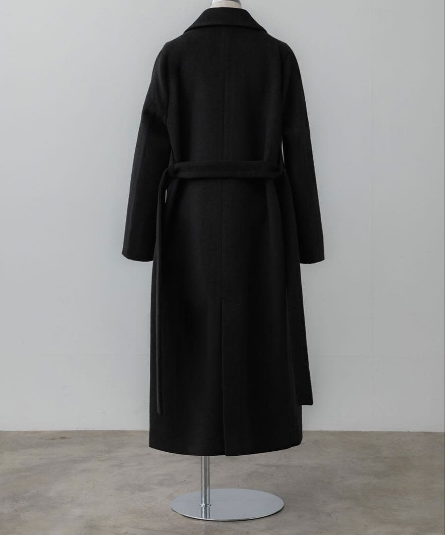 crewre ブラック チェスターコート ウエストベルト付き