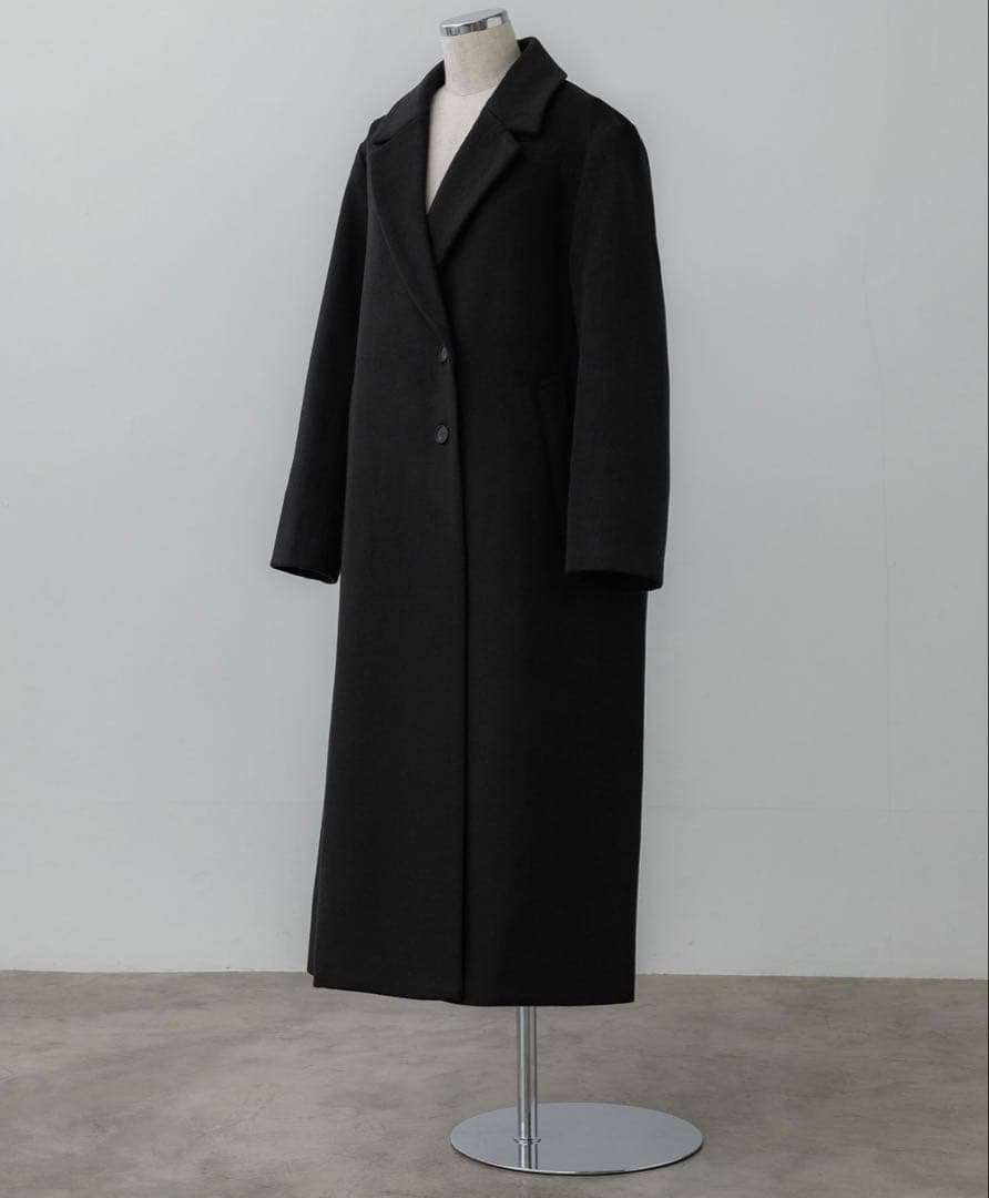 crewre ブラック チェスターコート ウエストベルト付き