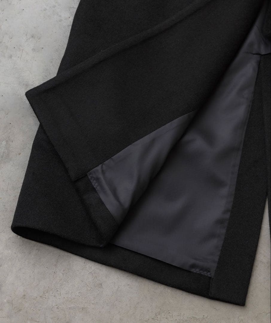 crewre ブラック チェスターコート ウエストベルト付き