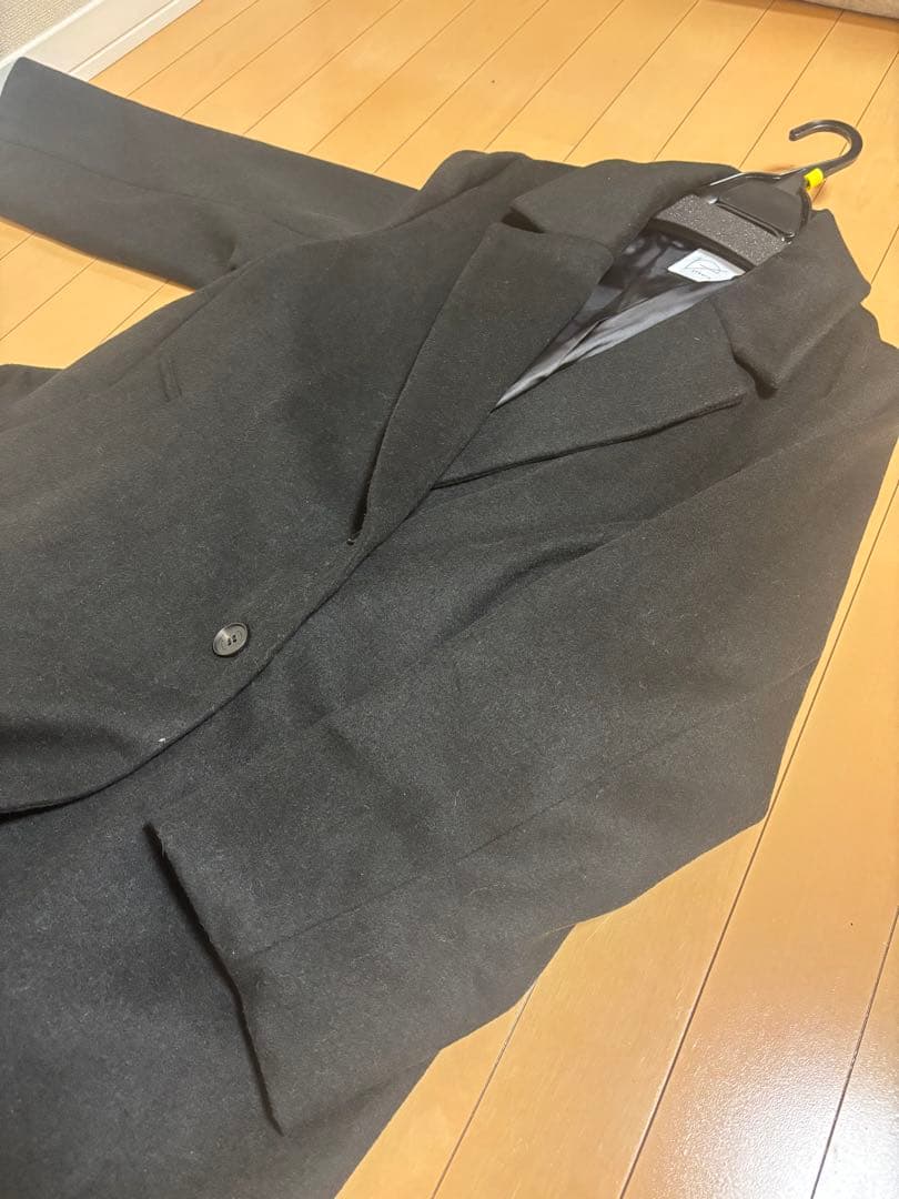 crewre ブラック チェスターコート ウエストベルト付き