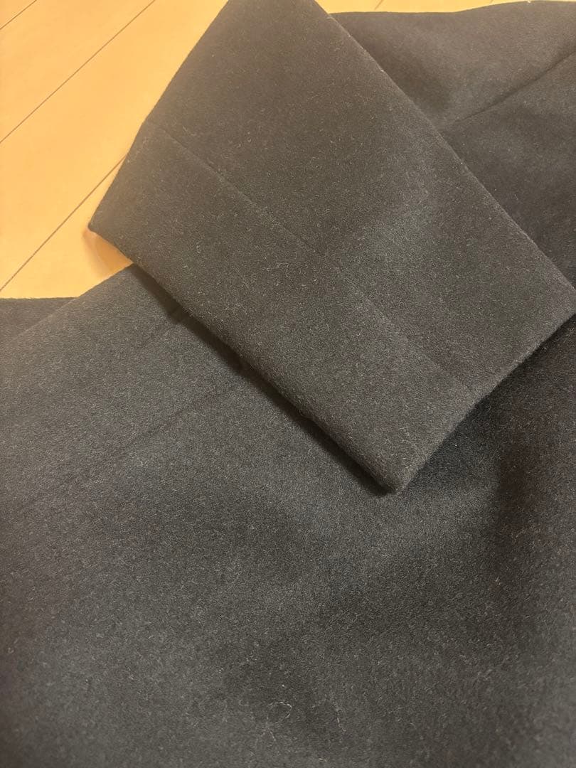 crewre ブラック チェスターコート ウエストベルト付き