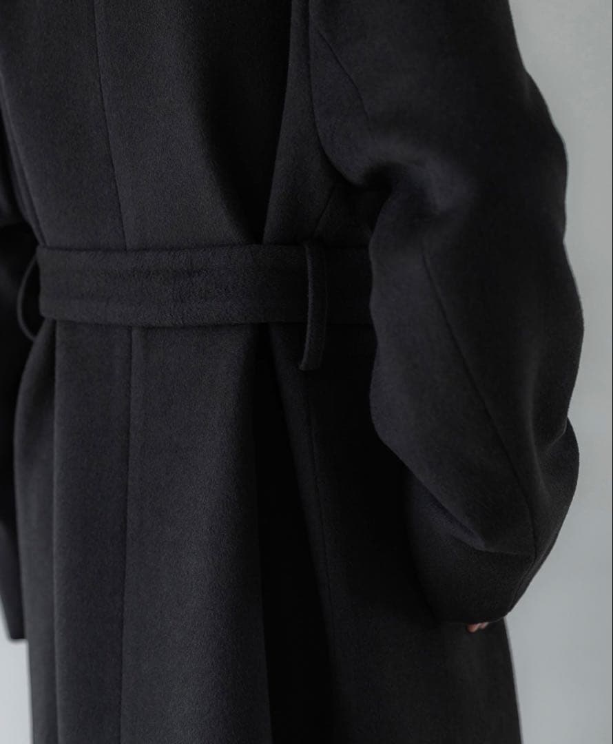 crewre ブラック チェスターコート ウエストベルト付き