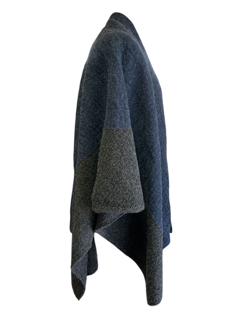 中川政七商店　ダークブルー・グレー ポンチョ・ケープコート