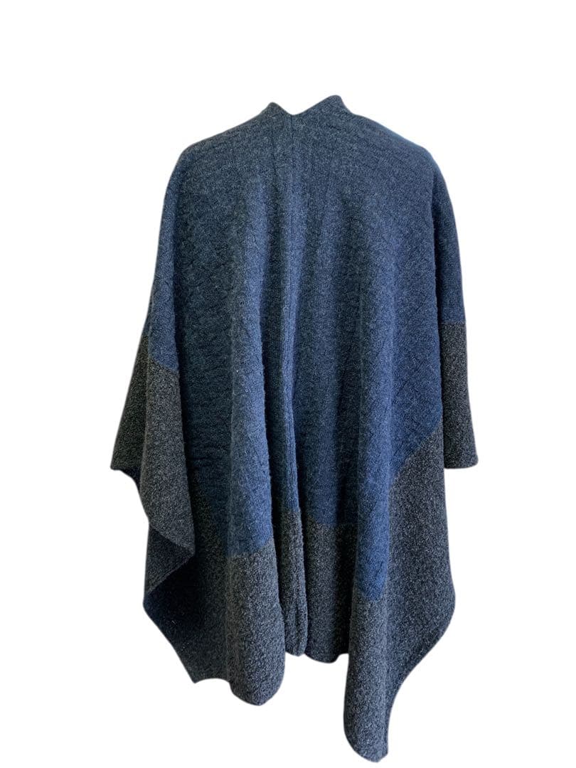 中川政七商店　ダークブルー・グレー ポンチョ・ケープコート
