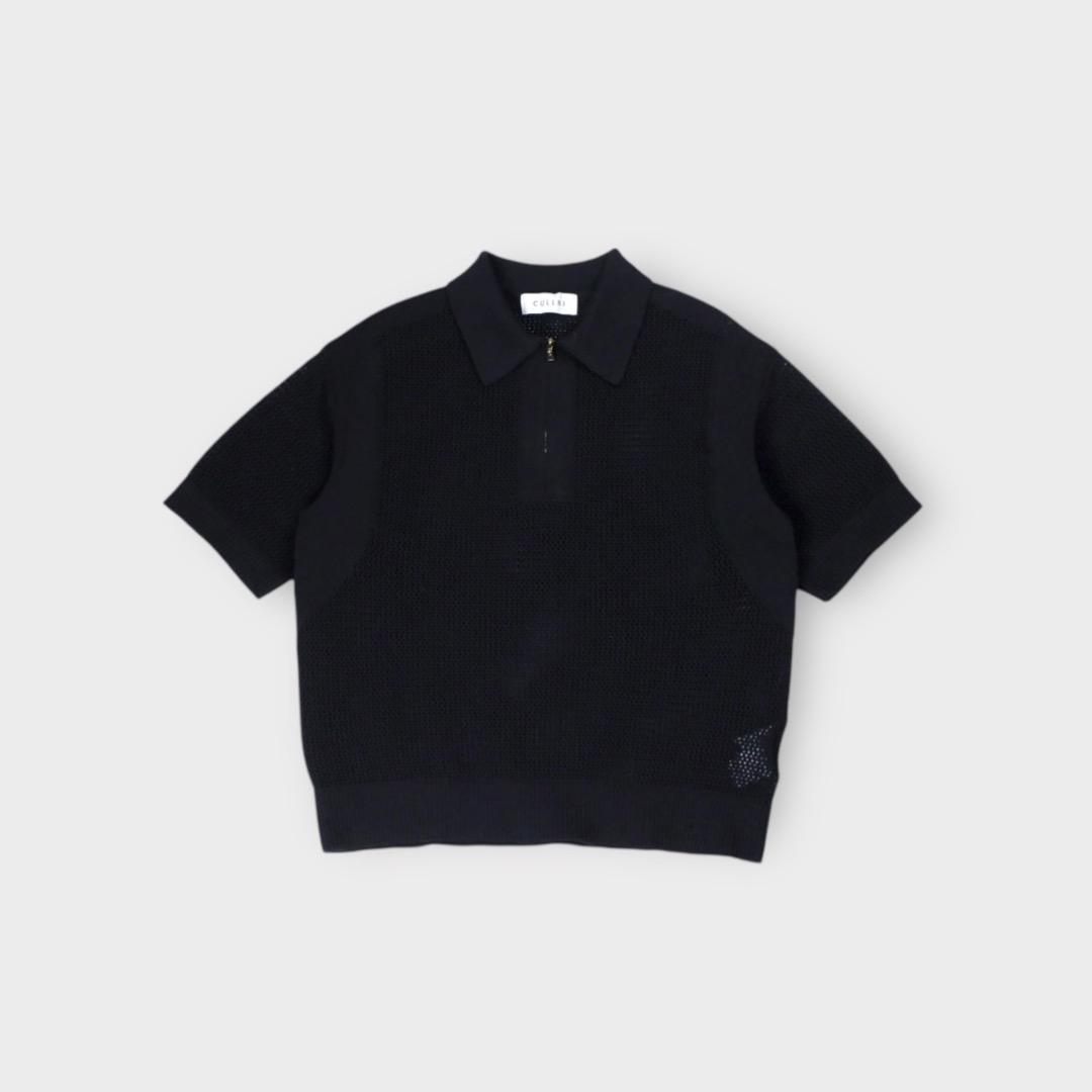 CULLNI【Mesh Knit ZIp Up Polo Shirt】
