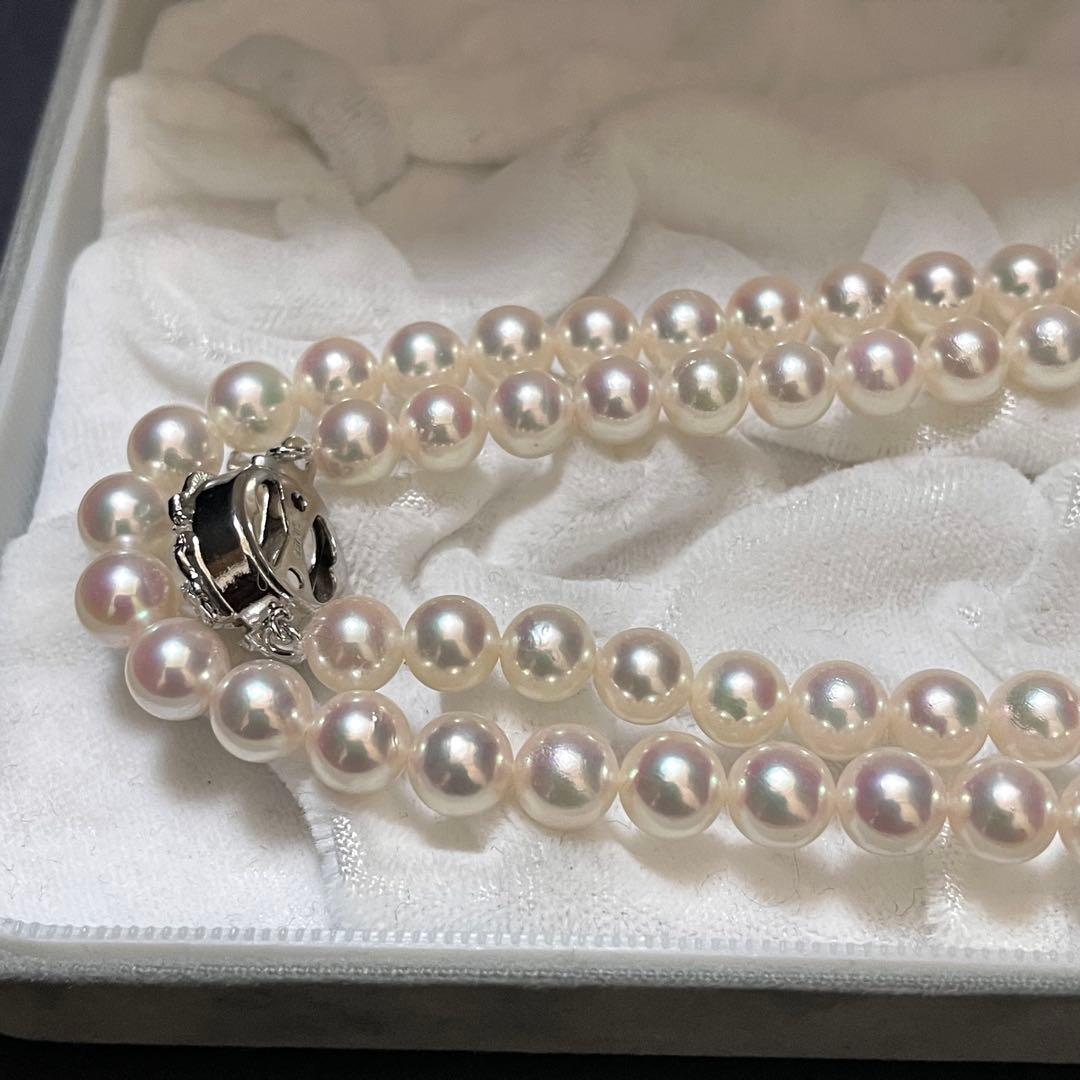 【テリ花珠級✨】あこや真珠 セミロングネックレス 7.0 パール オーロラ干渉色