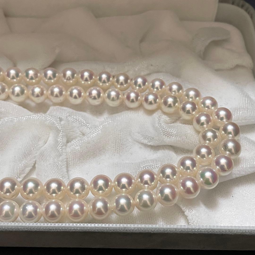 【テリ花珠級✨】あこや真珠 セミロングネックレス 7.0 パール オーロラ干渉色