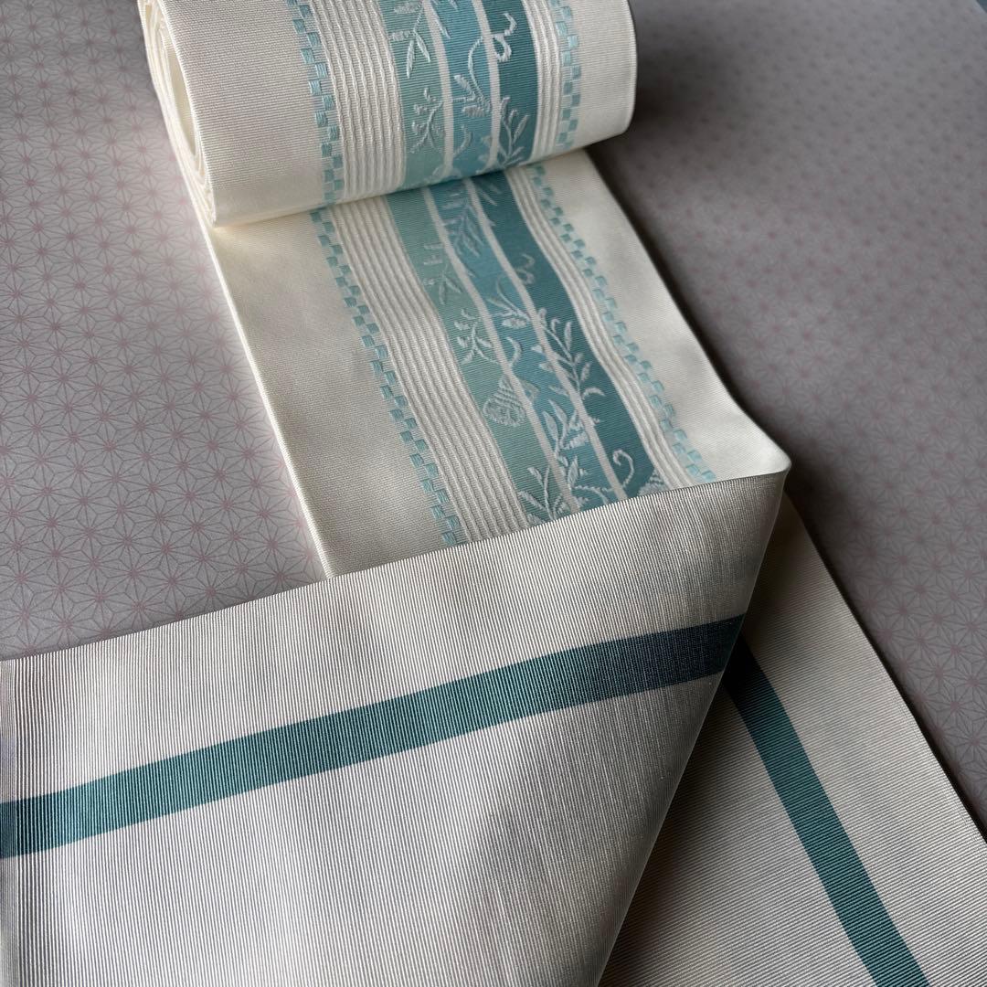 OB91本場筑前博多織　小袋帯　(半幅帯) 椿　本袋　正絹　新品