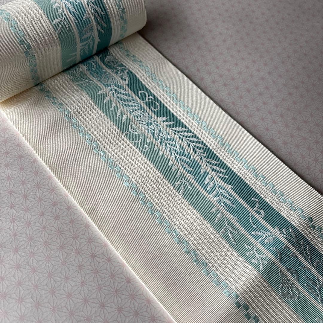 OB91本場筑前博多織　小袋帯　(半幅帯) 椿　本袋　正絹　新品