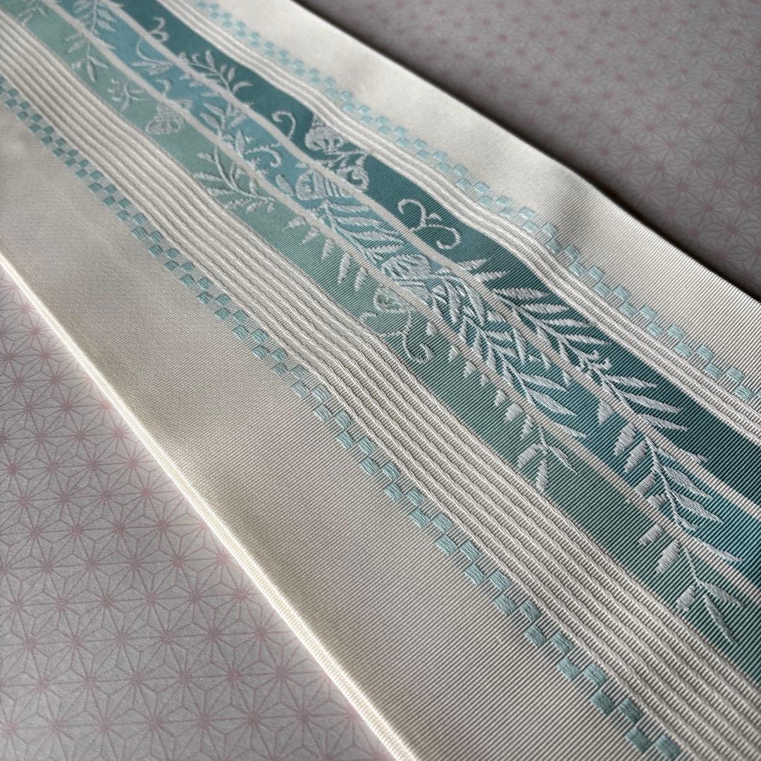 OB91本場筑前博多織　小袋帯　(半幅帯) 椿　本袋　正絹　新品