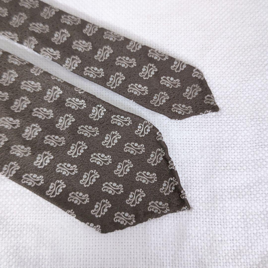 タイユアタイTIE YOUR TIEセッテピエゲシルクビジネス小紋柄ネクタイ茶