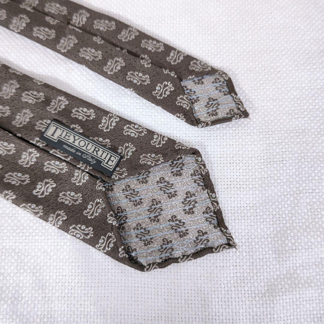 タイユアタイTIE YOUR TIEセッテピエゲシルクビジネス小紋柄ネクタイ茶