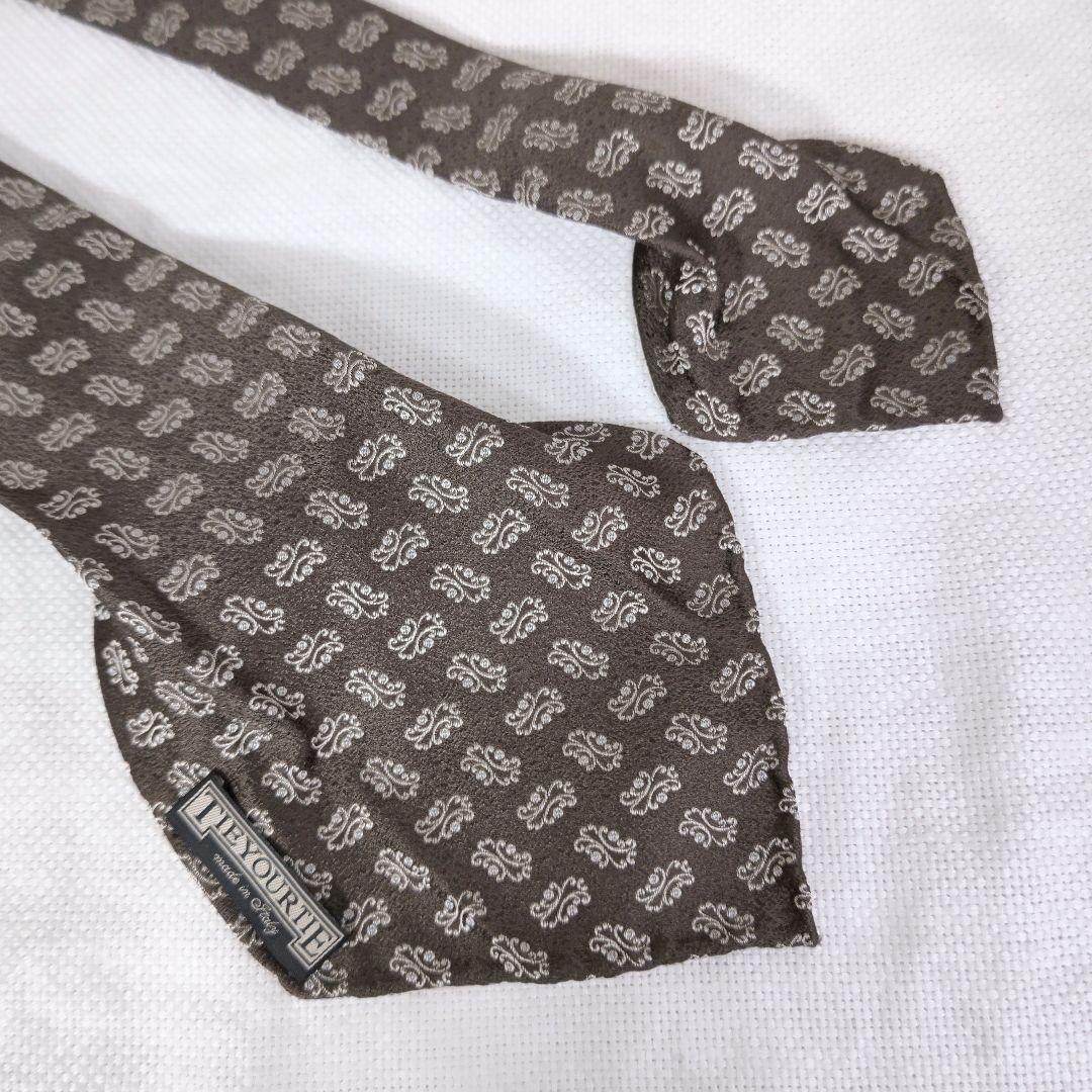 タイユアタイTIE YOUR TIEセッテピエゲシルクビジネス小紋柄ネクタイ茶