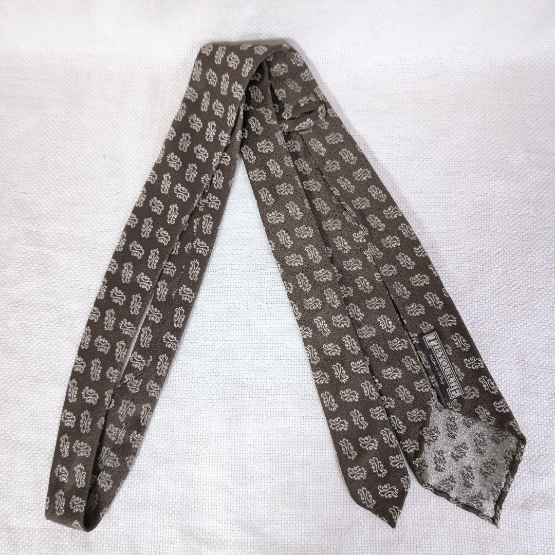 タイユアタイTIE YOUR TIEセッテピエゲシルクビジネス小紋柄ネクタイ茶