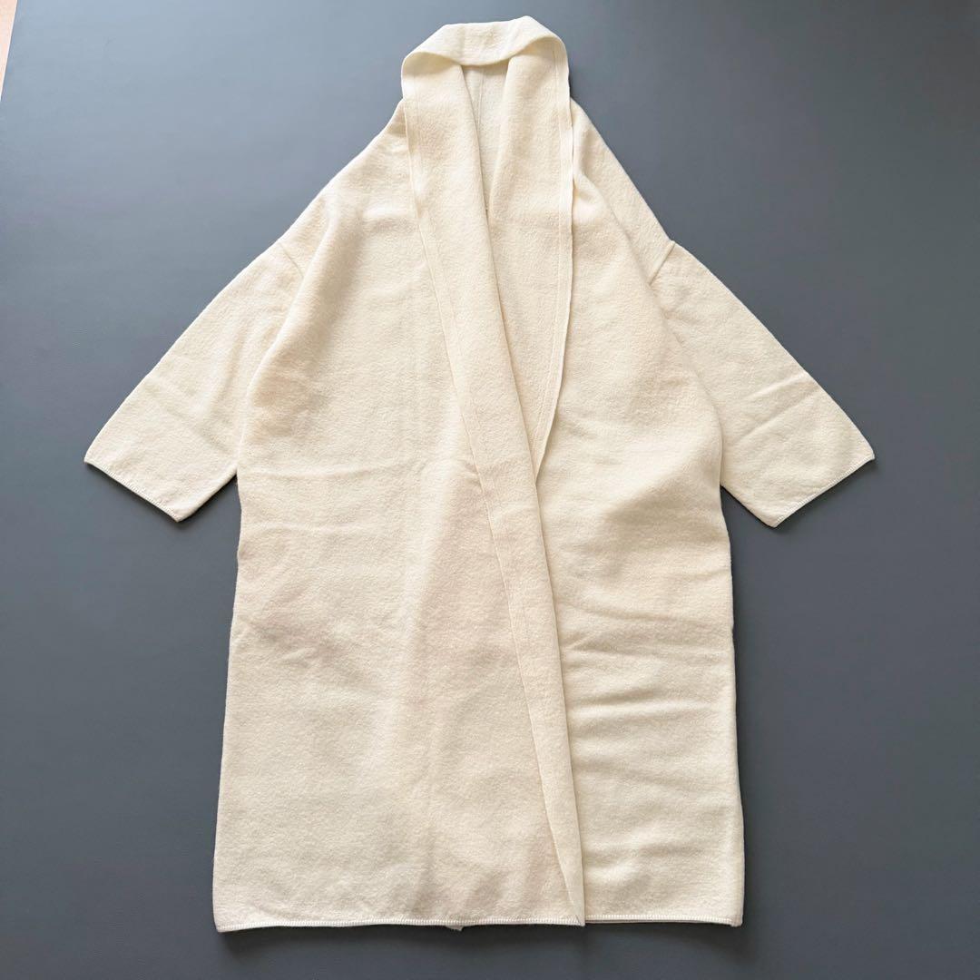 美品✨定番 フレームワーク　圧縮ウールショートガウン　カーディガン アイボリー