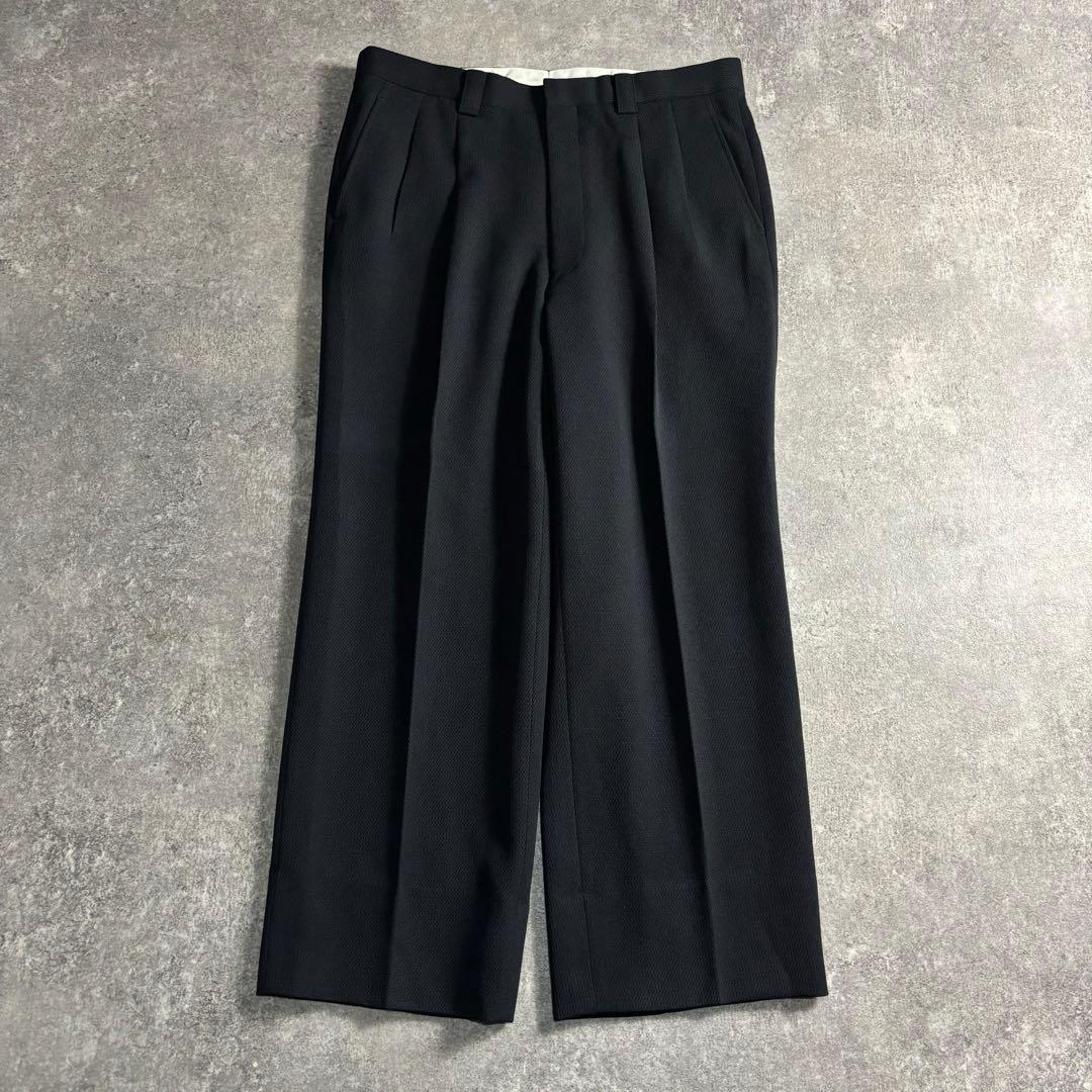 【vintage】セットアップ ダブルスーツ グレーネイビー 極上ウール