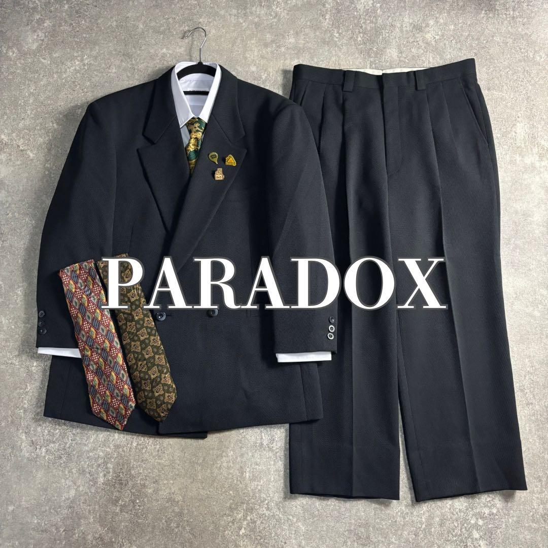 【vintage】セットアップ ダブルスーツ グレーネイビー 極上ウール