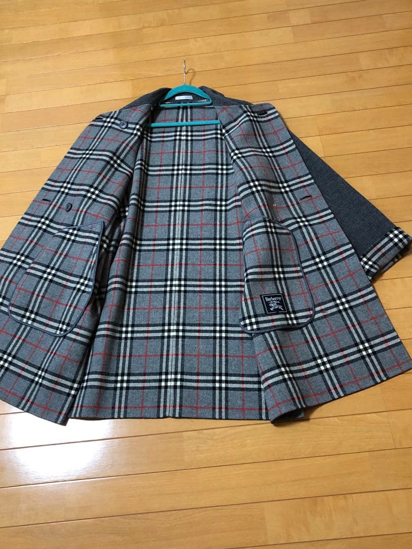 美品　バーバリー　ダブルフェイス　ロングコート　カシミヤ混　金ボタン
